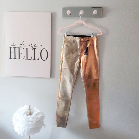 J Brand high shine gold high rise skinny jeans - Picture 7 of 11